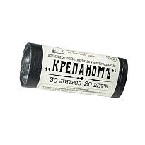 Мешки для мусора 30 л, черные, в рулоне 20 шт., ПНД, 7 мкм, 560х440 мм, Крепаномъ, 4607075710580 в Каменск-Уральском