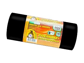 Мешки для мусора 300 л, черные, в рулоне 10 шт., ПВД 70 мкм, 1400х1000 мм, PREMIUM+, 30010160 в Каменск-Уральском