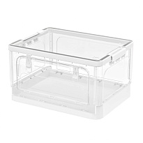 Ящик пластиковый складной прозрачный, дно белое, 490х360х280 мм, с колесиками в Каменск-Уральском