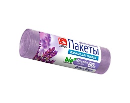 Мешки для мусора 60 л, ароматизированные, Лаванда, сиреневые, в рулоне 20 шт., ПНД, 9 мкм, 650х550 мм, GRIFON Aroma, 101-023 La в Каменск-Уральском