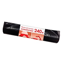 Мешки для мусора 240 л, черные, в рулоне 10 шт., ПВД 100 мкм, 1350х900 мм, Концепция Быта, 603887 в Каменск-Уральском