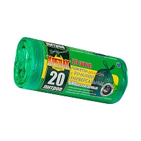 Мешки для мусора 20 л, биоразлагаемые, с ручками, черные, в рулоне 30 шт., ПНД, 10 мкм, 550х440 мм, Крепак, 4607075710047 в Каменск-Уральском