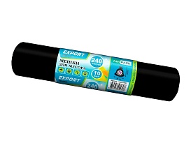 Мешки для мусора 240 л, черные, в рулоне 10 шт., ПВД 80 мкм, 1300х930 мм, EXPORT, exp 24010167 в Каменск-Уральском