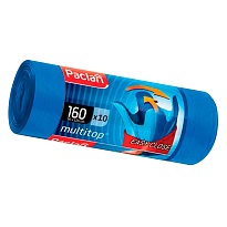Мешки для мусора 160 л, с ушками, синие, в рулоне 10 шт., ПВД, 30 мкм, 1250х900 мм, PACLAN Multitop, 604064 в Каменск-Уральском
