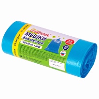 Мешки для мусора 35 л, синие, в рулоне 30 шт., ПНД, 10 мкм, 600х500 мм, Любаша, 608091 в Каменск-Уральском