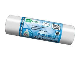 Мешки для мусора 300 л, белые, в рулоне 10 шт., ПВД 70 мкм, 1400х1000 мм, PREMIUM+, 300101602 в Каменск-Уральском