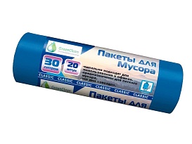 Мешки для мусора 30 л, синие, в рулоне 20 шт., ПНД, 7 мкм, 600х500 мм, MIRPACK Classik, 302041 в Каменск-Уральском
