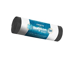 Мешки для мусора 120 л, черные, в рулоне 10 шт., ПНД, 14 мкм, 1100х700 мм, SIBIRSKAYA, 101-008 S в Каменск-Уральском