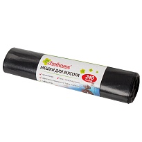 Мешки для мусора 240 л, черные, в рулоне 5 шт., ПВД 30 мкм, 1300х900 мм, Любаша, 605338 в Каменск-Уральском