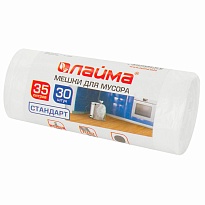 Мешки для мусора 35 л, белые, в рулоне 30 шт., ПНД, 6 мкм, 550х480 мм, LAIMA, 605538 в Каменск-Уральском