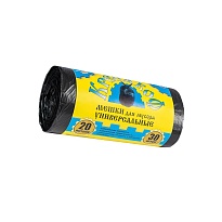 Мешки для мусора 20 л, с ушками, черные, в рулоне 30 шт., ПНД, 10 мкм, 550х440 мм, Крепакоф, 4607075710221 в Каменск-Уральском