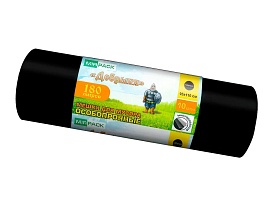 Мешки для мусора 180 л, ароматизированные, черные, в рулоне 10 шт., ПВД, 100 мкм, 1100х930 мм, Добрыня, Dob18010black в Каменск-Уральском